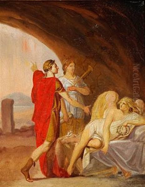 Bistaet Af Klio Vaekker Arveprins Frederik Den Sovende Fama (with The Help Of Clio The Heir Presumptive Frederik Awakens The Sleeping Fama) - view 1