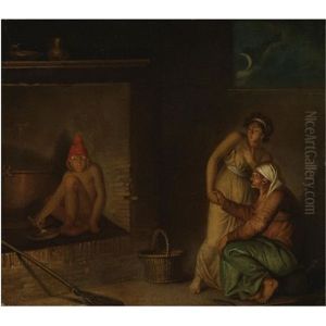 A Scene From Danish Folklore, A Nis Eating His Porridge