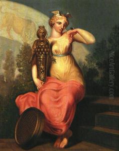 Filosofien I Form Af Allegorisk Kvindefigur Med Sommerfugl, Sold Og Skulptur by Nicolaj-Abraham Abilgaard