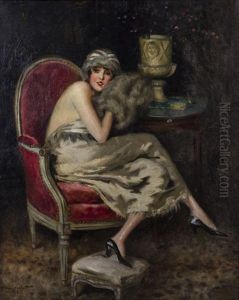 Girl With Muff by William Ablett