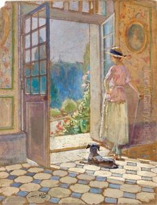 L'epouse Ou La Fille De L'artiste Dans Leur Propriete Des Brochards A Blois by William Ablett
