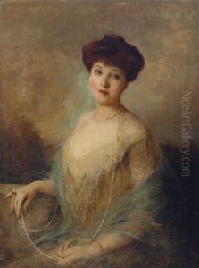 Portrait Of A Lady Wearing A Pearl Necklace thumbnail