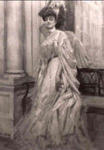 Dame In Rosa Kleid by William Ablett
