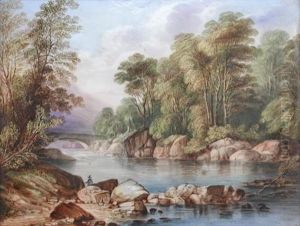 A Pair Of Landscape Plaques Painted By Richard Ablott (1815-1895) , One With Sailing Boats In A Lakeland Scene