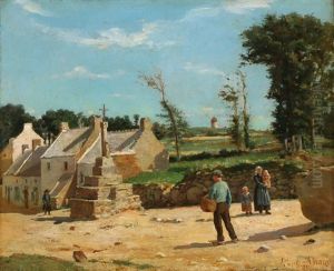 Village Scene From Brittany by Paul Abram