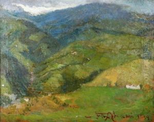 Mountain Landscape With Houses by Felice Abrami