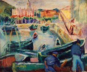 Palma De Majorque, Vue Du Port by Simon Claude (Vanier) Abramovitsch