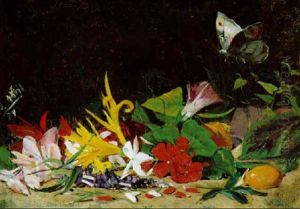Blumenstilleben Mit Schmetterling Blumenstilleben Mit Schmetterling