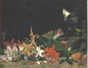 Convovulus, Lily And Other Flowers With A Butterfly Convovulus, Lily And Other Flowers With A Butterfly