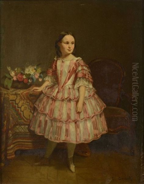 Portrait De Petite Fille Dans Une Robe Rose - view 1