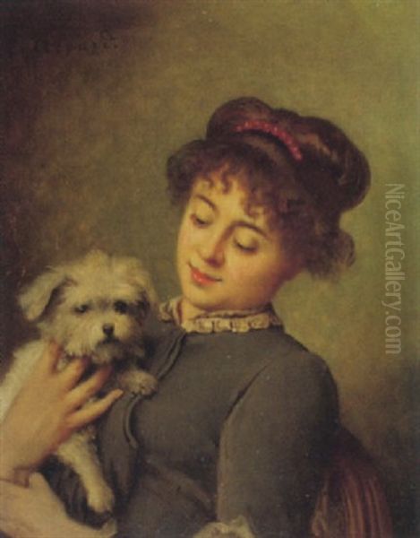 Portrat Einer Jungen Frau Mit Hund - view 1