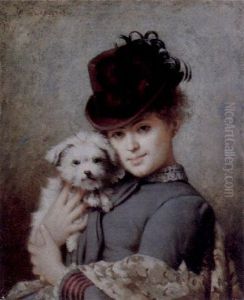 Junge Frau Mit Kleinem Hund Junge Frau Mit Kleinem Hund