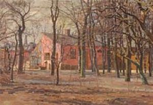 Houses At Laendevangen by Georg Nicolaj Achen