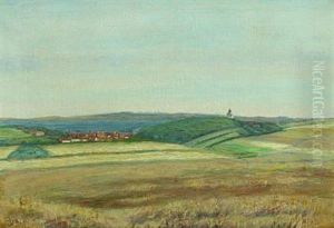 Landscape With View Over A City, In The Background A Church