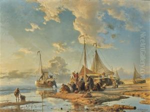 Dutch Fishermen After The Catch by Andreas Achenbach