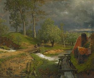 Hessische Wassermuhle by Andreas Achenbach