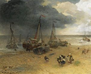 Aufziehendes Gewitter An Der Hollandischen Kuste by Andreas Achenbach