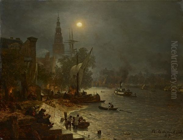 Nachtliches Treiben Im Hafen Von Amsterdam - view 1