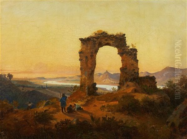 Evening View Of The Rhine Valley Seen From The Rolandsbogen - view 1