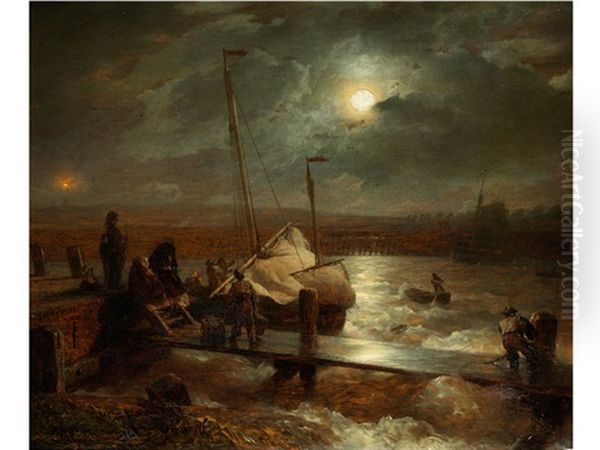 Nachtliche Heimkehr Von Sturmischer See Bei Mondschein - view 1
