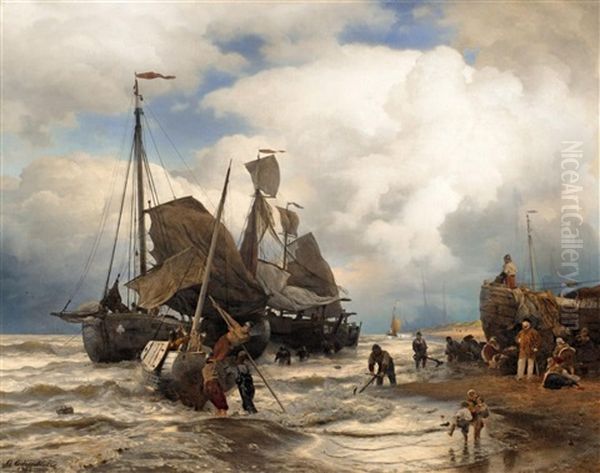 Sailing Boats Landing On A Beach - view 1