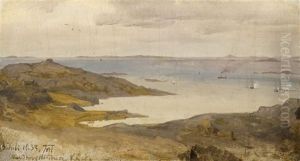 Oil Sketch Of The Swedish Coastline by Andreas Achenbach