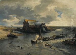 Heimkehrende Fischer An Hollandischer Kuste by Andreas Achenbach