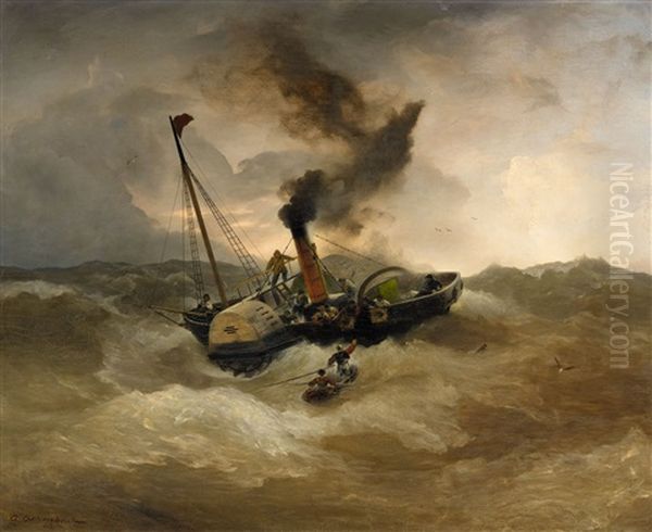 A Steamship In Rough Seas - view 1