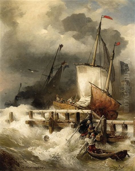 Arrival At The Pier In Stormy Sea - view 1