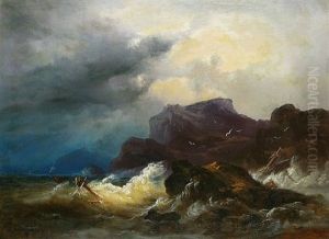 Schiffbruch Vor Der Felsenkuste by Andreas Achenbach