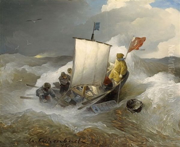 Sailing Ships In Stormy Sea - view 1
