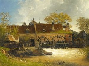 Watermill At A River by Andreas Achenbach