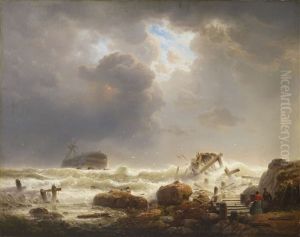 Coastline With Stormy Sea by Andreas Achenbach