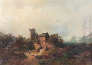 Ruinenlandschaft Mit Gehoft by Andreas Achenbach