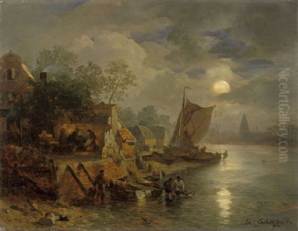 Nachtliche Kustenlandschaft Mit Fischern - view 1