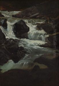Felsiger Gebirgsbach by Andreas Achenbach