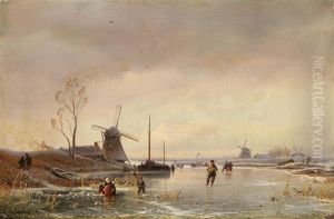 Eisvergugen Auf Einem Hollandischen Kanal