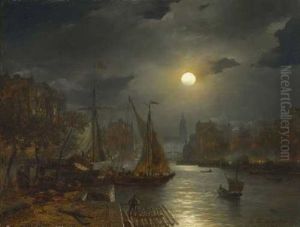 Nachtliche Hafenszene by Andreas Achenbach