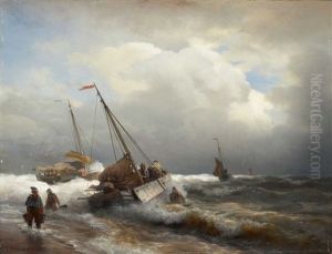 Marine (fischerboote Im Sturm) by Andreas Achenbach