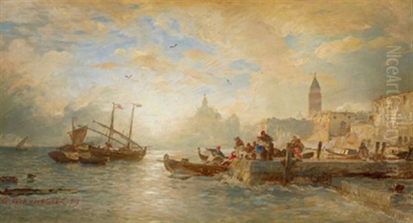Fischer Vor Venedig - Blick Auf Santa Maria Della Salute Und Den Campanile - view 1
