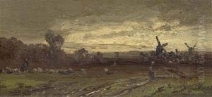 Windmuhlen by Andreas Achenbach