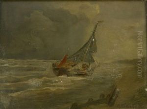 Segelboot Vor Der Kuste Bei Aufziehendem Regen