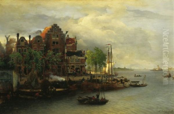 Abendstimmung In Einem Hollandischen Hafen (dordrecht?) - view 1