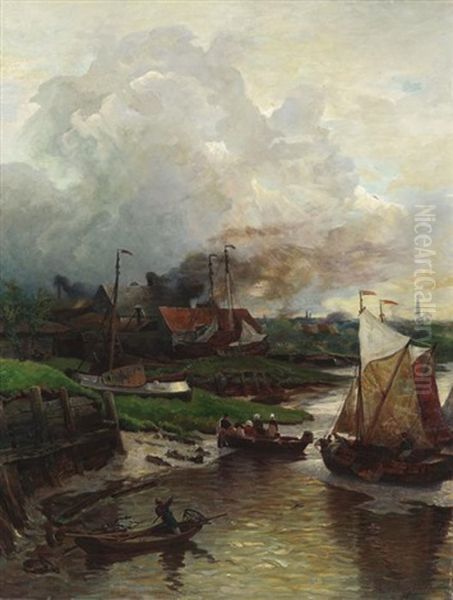 Aufliegende Boote In Einer Belgischen Hafenstadt - view 1