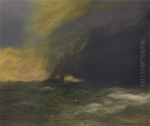 Segelschiff Auf Hoher See Bei Abziehendem Unwetter by Andreas Achenbach