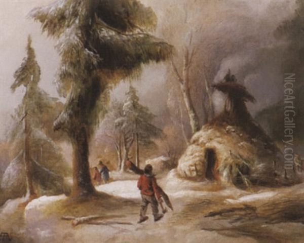 Norwegischer Winterwald Mit Kohlerei - view 1