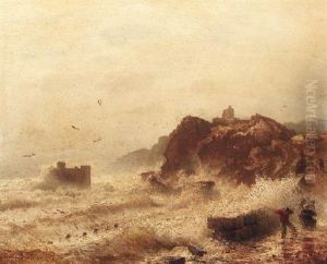 Sturmische Brandung An Felskuste by Andreas Achenbach