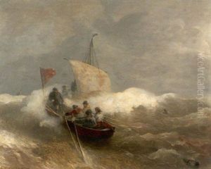Kustenfischer Auf Sturmischer See by Andreas Achenbach
