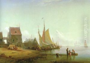 Morgendlich Belebter Fischerhafen Morgendlich Belebter Fischerhafen