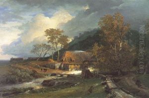 Muhle In Gewittriger Landschaft